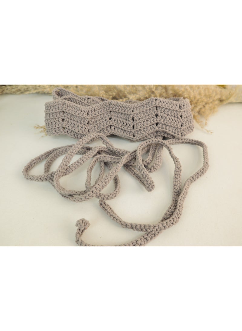 انتيكيانو حزام كروشيه يدوي بتصميم متعرج أنيق ورباطات طويلة قابلة للتعديل - Image 2