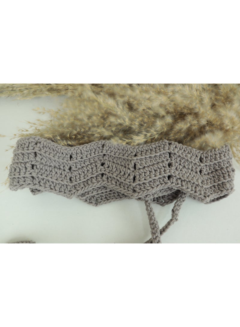 انتيكيانو حزام كروشيه يدوي بتصميم متعرج أنيق ورباطات طويلة قابلة للتعديل - Image 1