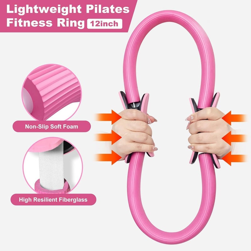 Maxmana Secret 6pcs Pilates Ring Circle Set for Women - Home Workout Equipment in Pink - Image 4