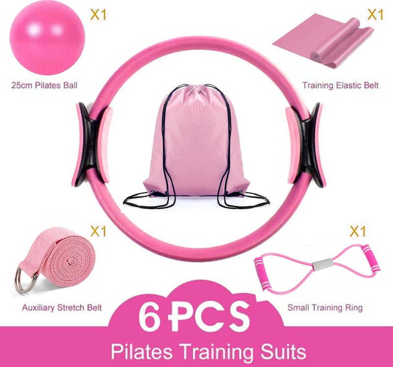 Maxmana Secret 6pcs Pilates Ring Circle Set for Women - Home Workout Equipment in Pink - Image 3