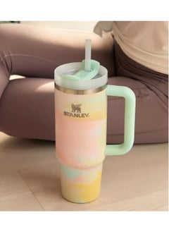 Stanley Quencher H2.0 40oz Vacuum Insulated Tumbler – Brush Strokes Travel Mug with Reusable Lid and Straw for Water, Coffee, Smoothies, and Iced Tea – Durable, Stylish, and Leakproof  - Image 1