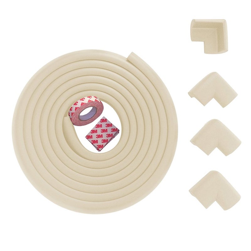 Fairy Baby Safety Baby Edge & Corner Guards Colorful Childproofing Protection(6.6ft Edge Guard+4 Corner Guards),Cream - Image 1