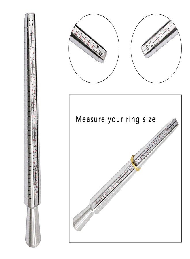 HEYMOUS Ring Sizer Mandrel Measuring Tool Steel Ring Sizing Gauge Sizers Set Rubber Jeweler's Mallet Hammer Metal Finger Size Stick Wire Wrap Rings Tools Jewelry Making Kit - Image 5