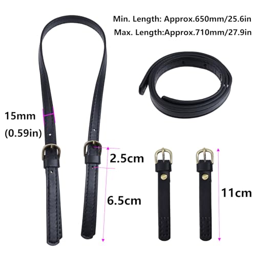 Semetall PU Leather Purse Handles 2 Pcs 65cm to 71cm Adjustable Shoulder Strap Black Purse Straps, Shoulder Strap Replacement for Crossbody - Image 2