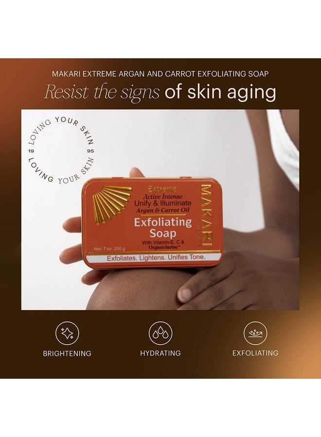 Makari Extreme Active Intense Argan & Carrot Oil Exfoliating Soap (7Oz) | Advanced Brightening Bar Soap | With Apricot Seed Extract And Vitamins C & E | Helps Reveal Natural Skin Radiance - Image 3