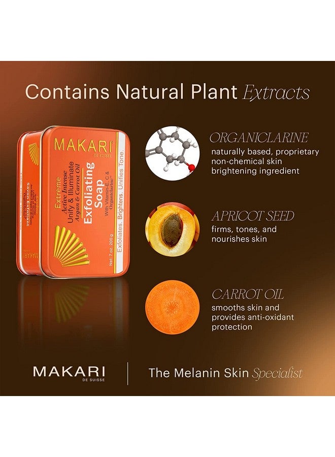 Makari Extreme Active Intense Argan & Carrot Oil Exfoliating Soap (7Oz) | Advanced Brightening Bar Soap | With Apricot Seed Extract And Vitamins C & E | Helps Reveal Natural Skin Radiance - Image 4