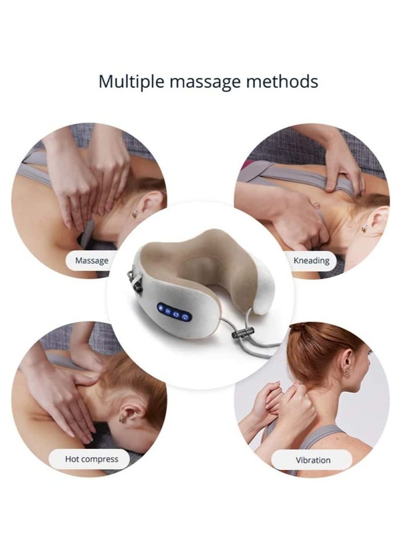 Generic Electric Travel Neck Massage Pillow, U Shaped Memory Foam Kneading Vibration Neck Head Support Pillow, Relief Cervical Pain, For Airplane,  - Image 5