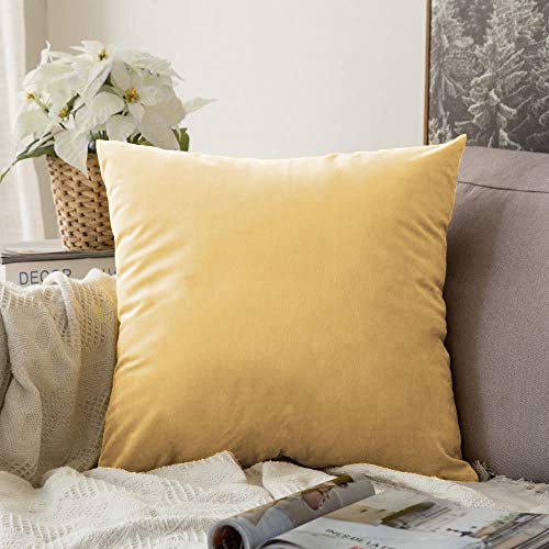 Khooti Velvet Cushion Cover, 22x22 inches | Wheat | Pack of 1 | Solid Plain Soft & Smooth, Decorative Cushion Covers for Living Room, Bedroom, Couches, Chairs, Sofas, Beds & Home Décor - Image 1