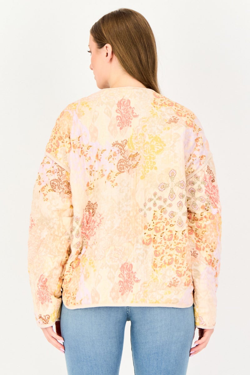 Reserved Women Floral Print Quilted Jacket, Multicolor - Image 3
