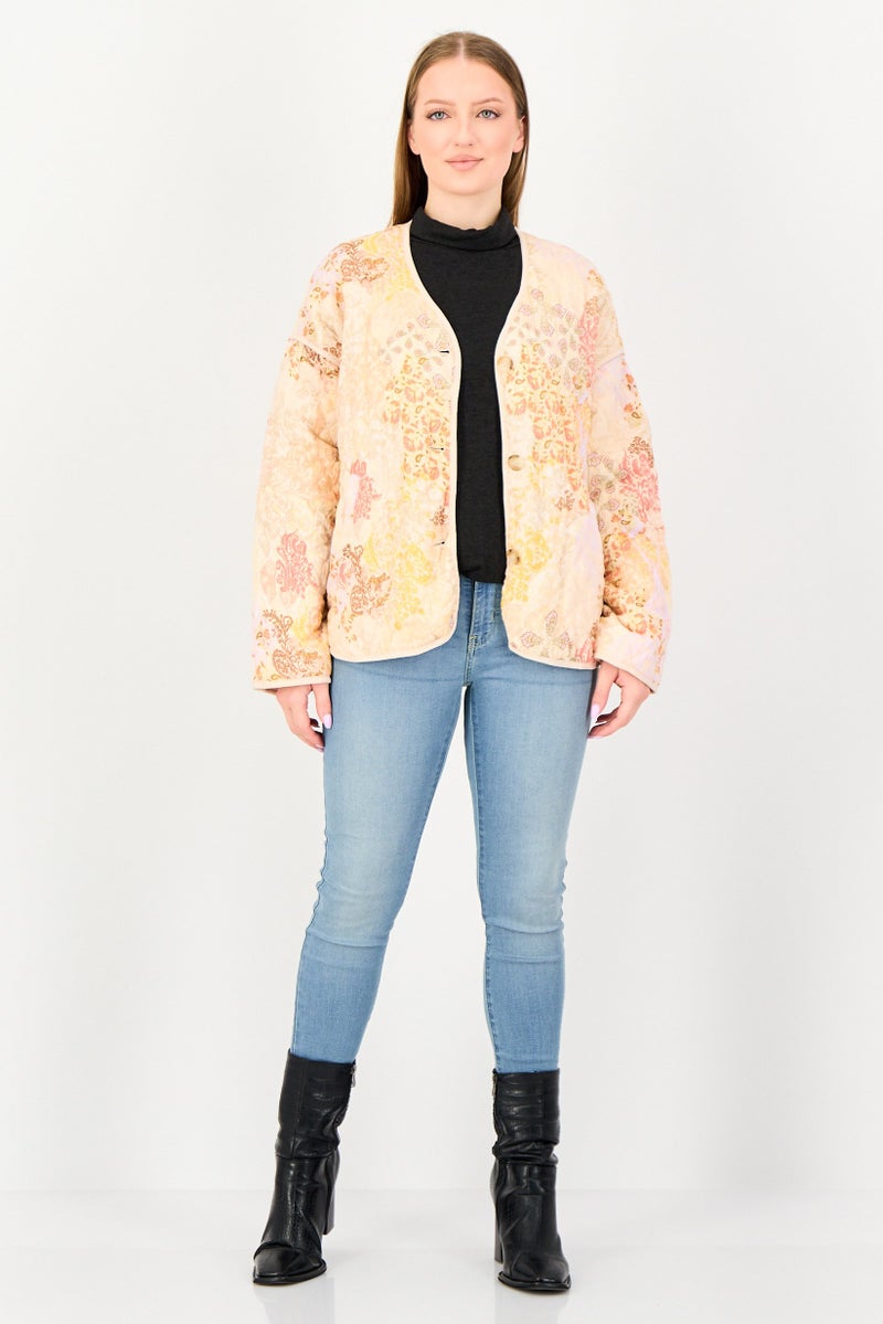 Reserved Women Floral Print Quilted Jacket, Multicolor - Image 4