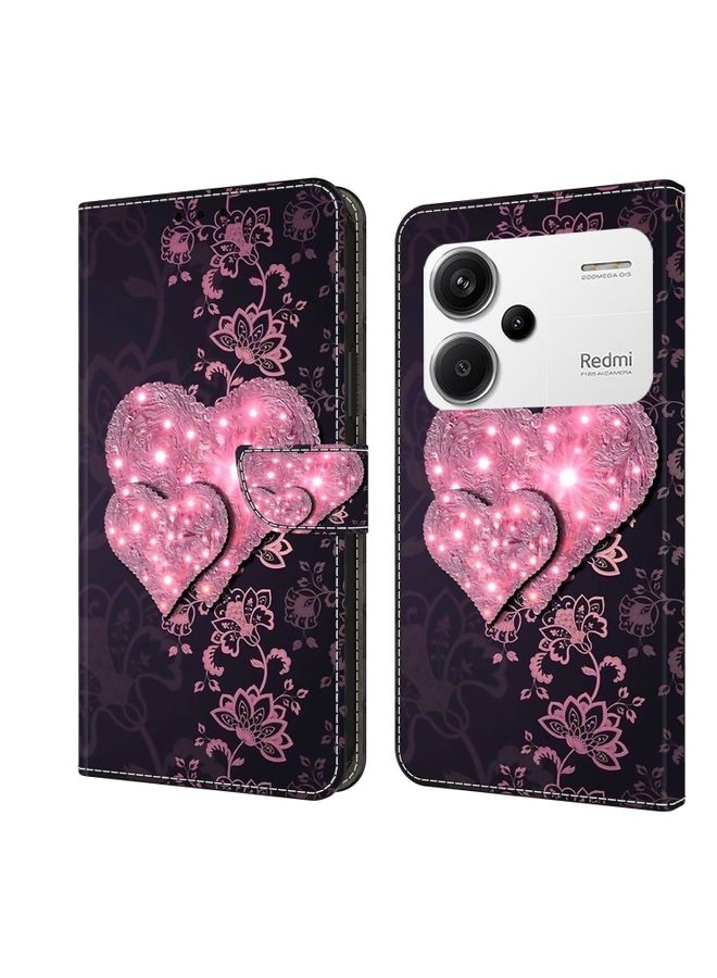 Case Cover For Xiaomi Redmi Note 13 Pro+ Crystal 3D Shockproof Protective Leather Phone Case Lace Love