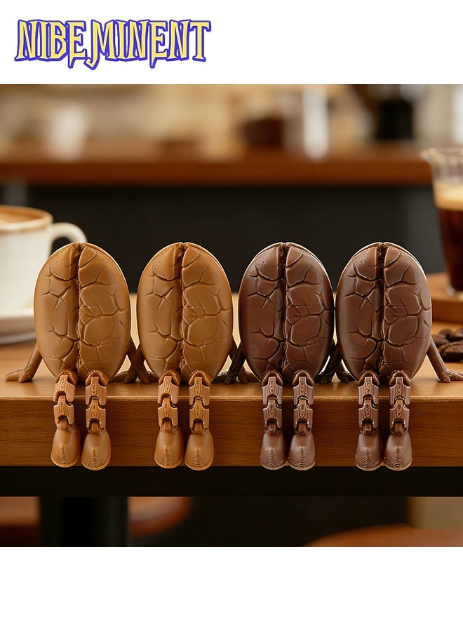 نيبمينينت 4 قطع تماثيل زينة على شكل حبة قهوة - تماثيل ثلاثية الأبعاد لطيفة بأرجل متحركة، مثالية لمحبي القهوة، ديكور المنزل والمكتب ومحلات القهوة - Image 2