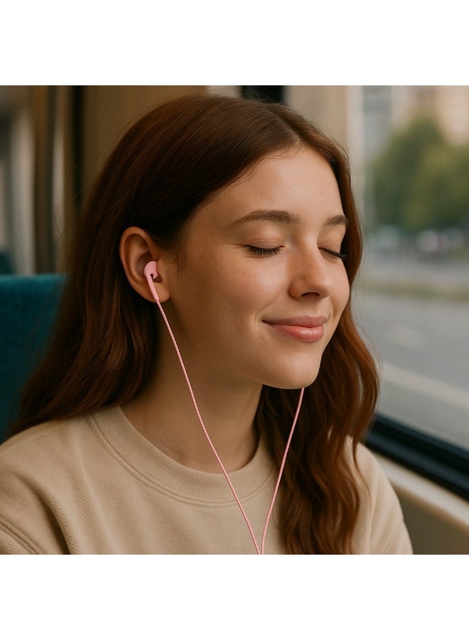 Y609 Wired Earphones with Superior Stereo Sound with Microphone and Remote - Noise Isolation and Tangle-Free Cable -Pink - Image 3