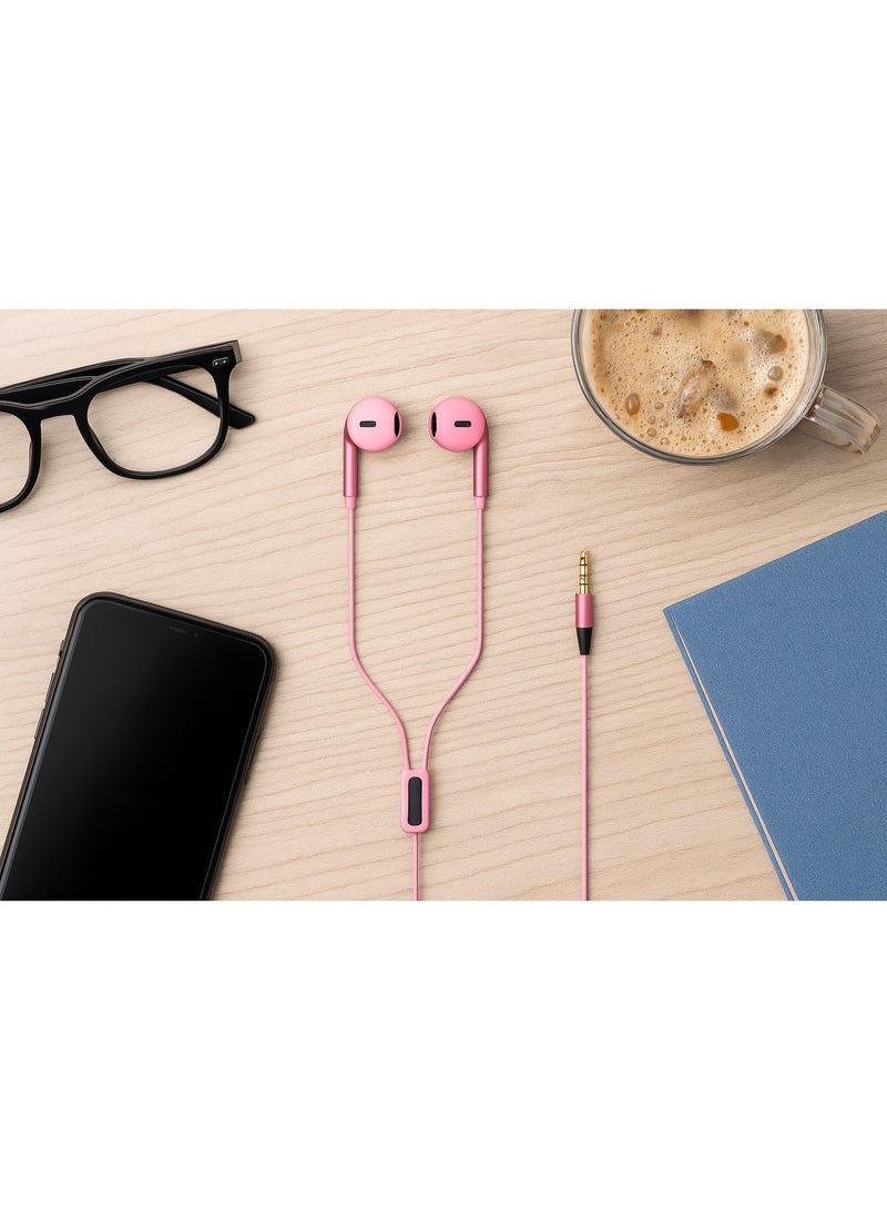 Y609 Wired Earphones with Superior Stereo Sound with Microphone and Remote - Noise Isolation and Tangle-Free Cable -Pink - Image 2