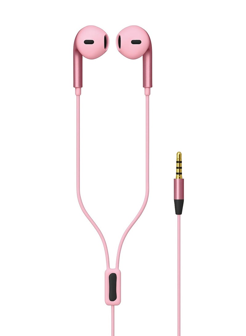 Y609 Wired Earphones with Superior Stereo Sound with Microphone and Remote - Noise Isolation and Tangle-Free Cable -Pink - Image 1