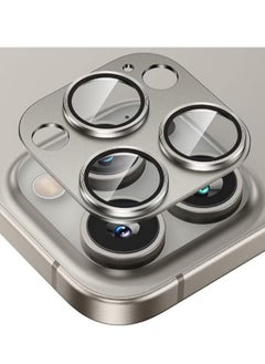Generic For iPhone 16 Pro/iPhone 16 Pro Max Camera Lens Protector 9H Tempered Glass Camera Cover Screen Metal Ring Case Friendly Scratch Resistant Easy to Install Bling Tempered Glass Cover Camera Screen Protector with Metal Ring Protector, Case Lens for iPhone 16 Pro / iPhone 16 Pro Max.  Real machine debugging accurate color accuracy - Natural Titanium  - Image 1