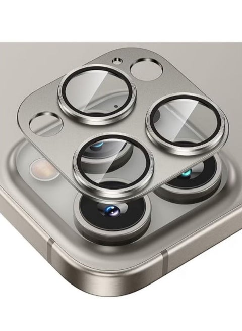 For iPhone 16 Pro/iPhone 16 Pro Max Camera Lens Protector 9H Tempered Glass Camera Cover Screen Metal Ring Case Friendly Scratch Resistant Easy to Install Bling Tempered Glass Cover Camera Screen Protector with Metal Ring Protector, Case Lens for iPhone 16 Pro / iPhone 16 Pro Max.  Real machine debugging accurate color accuracy - Natural Titanium