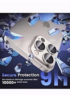 Generic For iPhone 16 Pro/iPhone 16 Pro Max Camera Lens Protector 9H Tempered Glass Camera Cover Screen Metal Ring Case Friendly Scratch Resistant Easy to Install Bling Tempered Glass Cover Camera Screen Protector with Metal Ring Protector, Case Lens for iPhone 16 Pro / iPhone 16 Pro Max.  Real machine debugging accurate color accuracy - Natural Titanium  - Image 4