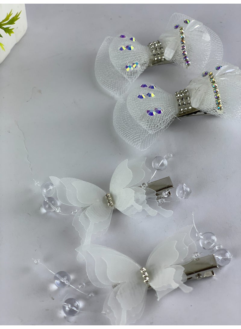 Girls Hair Clips Set (Bows & Butterflies) – 4 Pieces, Elegant Design & High Quality - Image 4