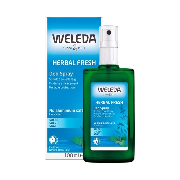 Weleda Sage Deodorant Spray, Natural Freshness, Aluminum-Free, Non-Aerosol, Skin-Friendly Formula, 100ml