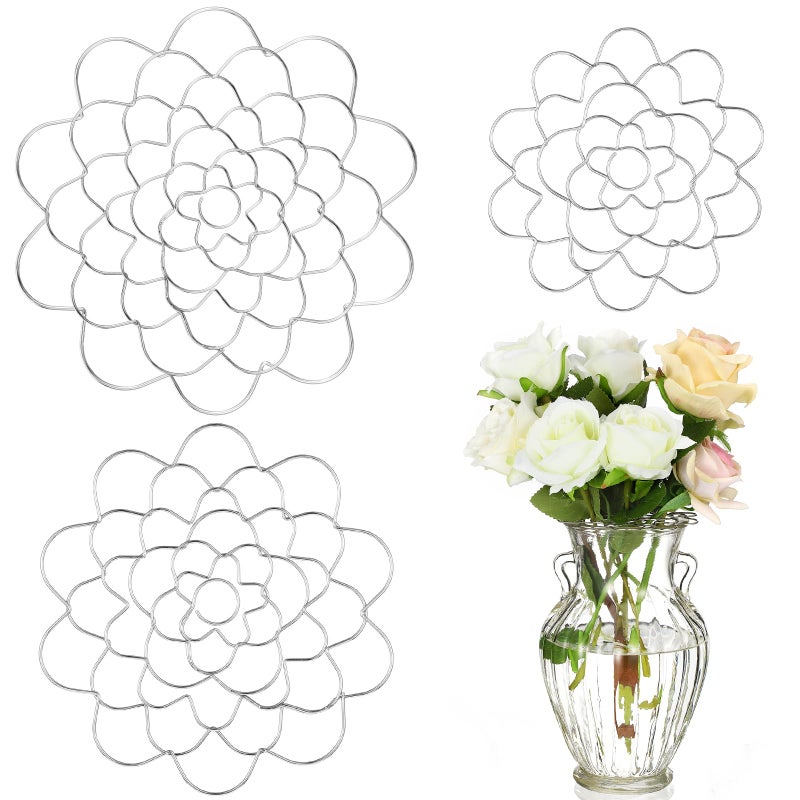 Hotop 3 Pcs Flower Arrangement Holder Floral Grid Flower Frog Tool Wire Stainless Steel Easy Arranger Floral Organizer for Vase Stems Bouquets(5'', 6'', 7'' Dia,Cute Style) - Image 1