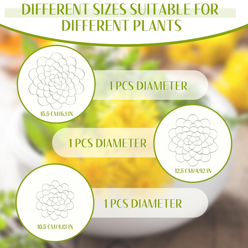 Hotop 3 Pcs Flower Arrangement Holder Floral Grid Flower Frog Tool Wire Stainless Steel Easy Arranger Floral Organizer for Vase Stems Bouquets(5'', 6'', 7'' Dia,Cute Style) - Image 3