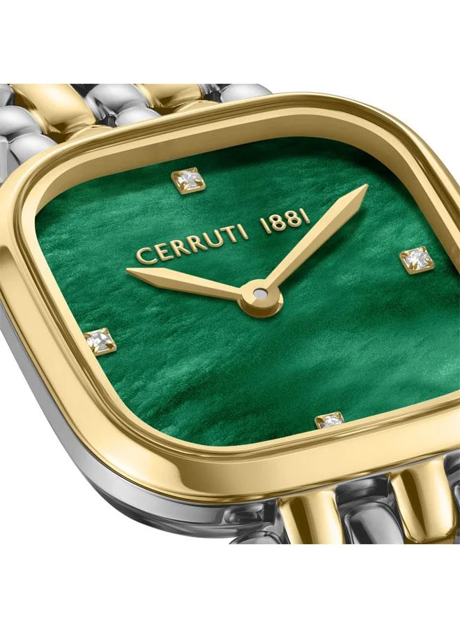 CERRUTI 1881 Silver/Yellow Gold Women's Casena 26mm Green Mother-of-pearl Dial Quartz Analog Watch For Women for Women | Best Price UAE