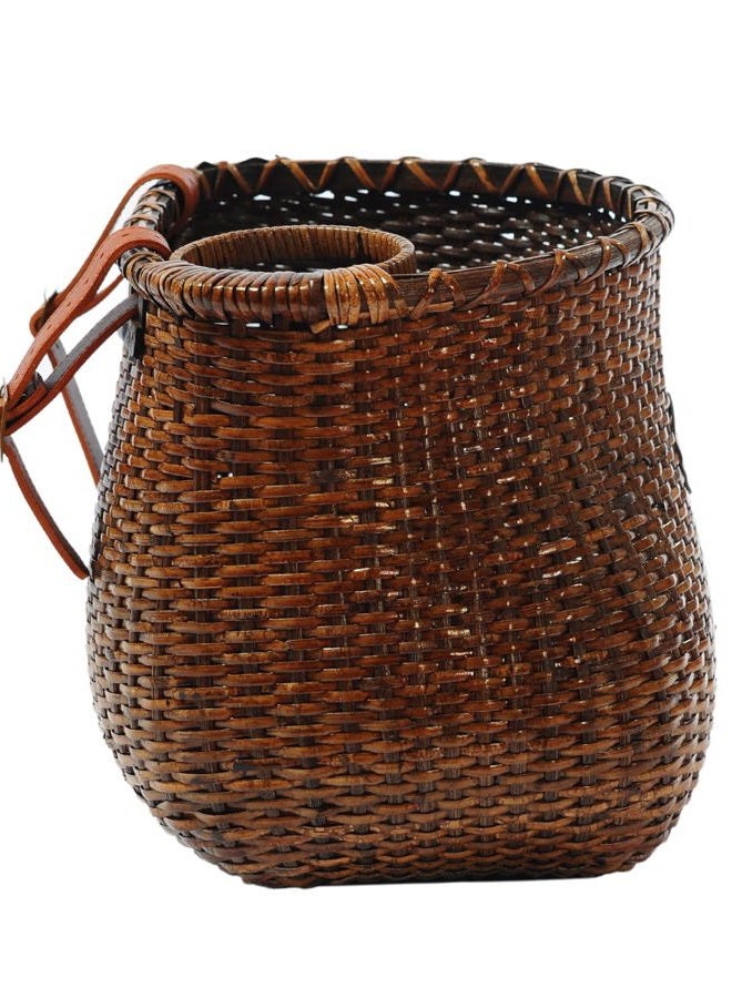 Makimoo Bike Basket for Women's Beach Cruiser or Scooter The Original Wicker Bicycle Baskets with Built in Cup Holder for Front Handlebar-Classic Vintage Style Handmade Natural Rattan Wicker (Stained) - Image 4