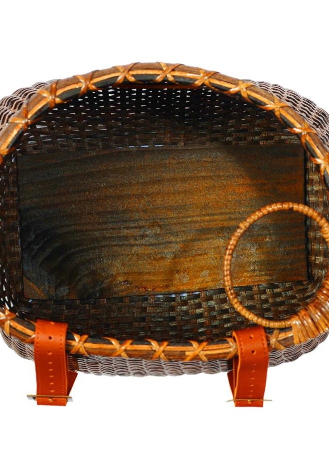 Makimoo Bike Basket for Women's Beach Cruiser or Scooter The Original Wicker Bicycle Baskets with Built in Cup Holder for Front Handlebar-Classic Vintage Style Handmade Natural Rattan Wicker (Stained) - Image 5