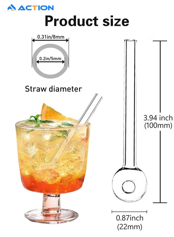ACTION Clear Glass Straws,10cm X 8 mm X 22mm Reusable Straight & Smoothie Straws, Set Of 8 With Cleaning Brush - Image 2
