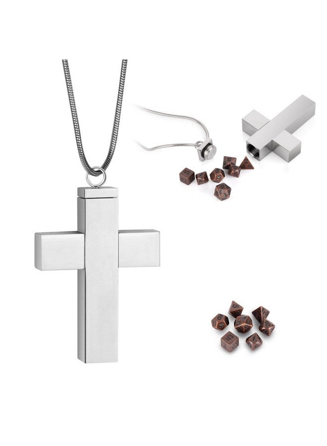 Famard Famard Unique DND Dice Set with Cross Necklace Case, Mini 6mm Metal Polyhedral D&D Dice Set Perfect for Dungeons and Dragons Gifts, Tabletop RPG and Board Games (Copper) - Image 1