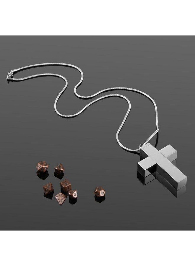 Famard Famard Unique DND Dice Set with Cross Necklace Case, Mini 6mm Metal Polyhedral D&D Dice Set Perfect for Dungeons and Dragons Gifts, Tabletop RPG and Board Games (Copper) - Image 2