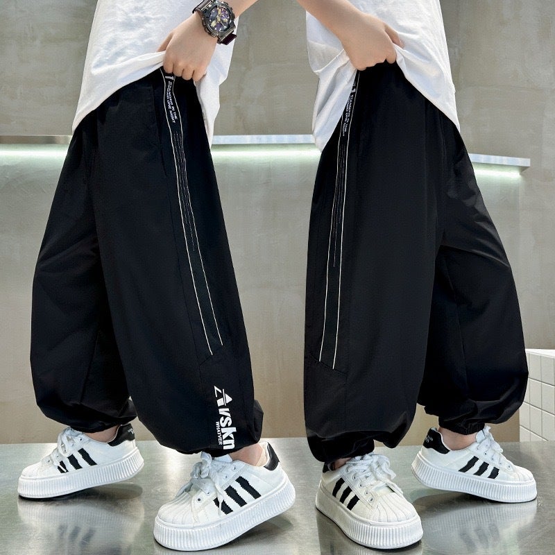 Boys' Summer Pants 2026 New Style With Side Lettering, Sports Quick-Dry Pants For Older Children, Summer Casual Long Pants Trendy - Image 1