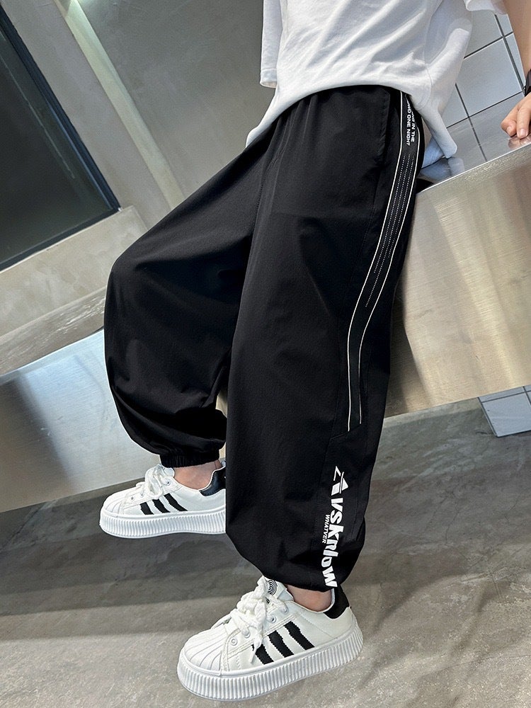 Boys' Summer Pants 2026 New Style With Side Lettering, Sports Quick-Dry Pants For Older Children, Summer Casual Long Pants Trendy - Image 5