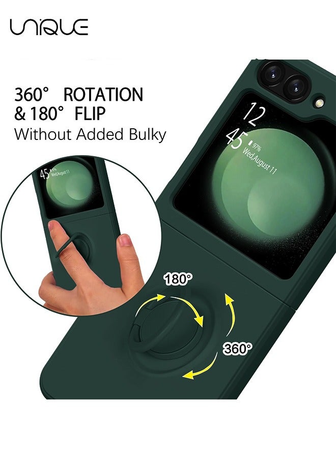 Unique For Samsung Galaxy Z Flip 5 Phone Case with Ring Stand Shockproof Full Body Protection Phone Case for Galaxy Z Flip 5 5G 6.7 Inch, Green - Image 2