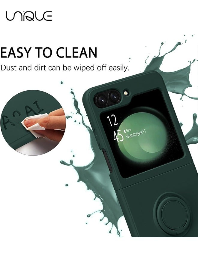 Unique For Samsung Galaxy Z Flip 5 Phone Case with Ring Stand Shockproof Full Body Protection Phone Case for Galaxy Z Flip 5 5G 6.7 Inch, Green - Image 3