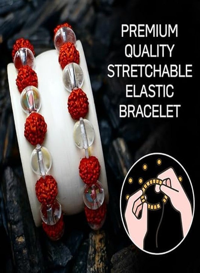 Trishakti PRODUCTS - The life healing products Rudraksh Crystal Bracelet 8mm Beads - Natural Spiritual Healing Energy Stone, Good Luck, Positive Energy & Meditation Hand Bandfor Men & Women - Image 5