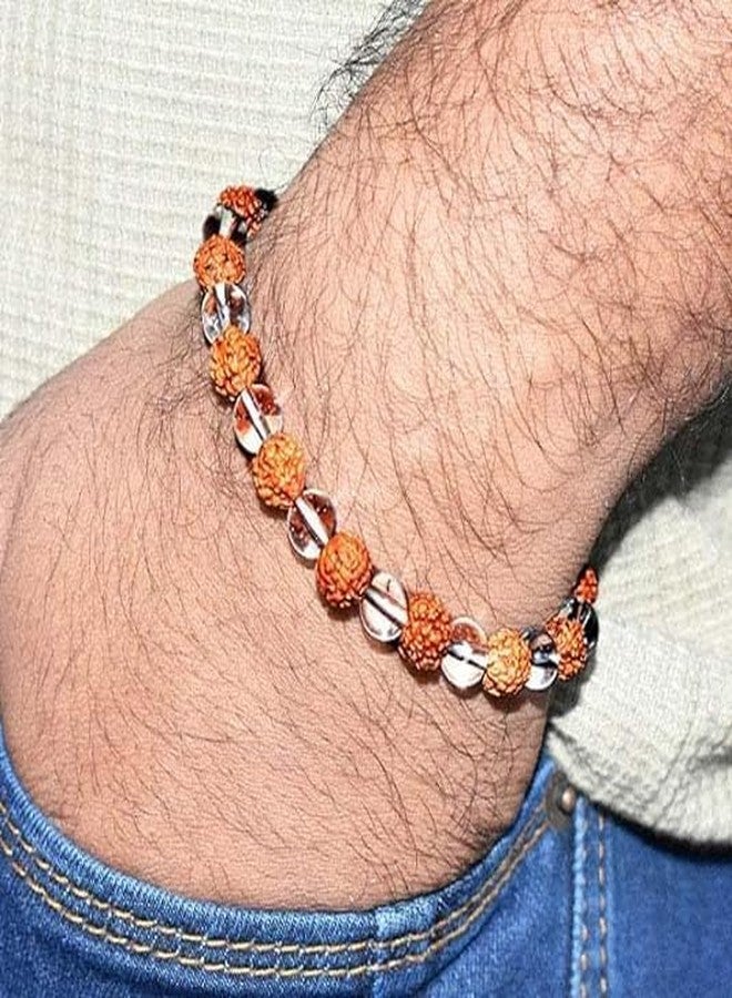 Trishakti PRODUCTS - The life healing products Rudraksh Crystal Bracelet 8mm Beads - Natural Spiritual Healing Energy Stone, Good Luck, Positive Energy & Meditation Hand Bandfor Men & Women - Image 3