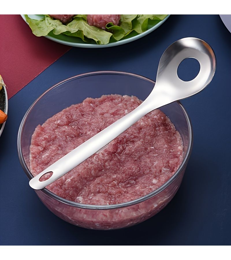 Silvery 1pc Home Kitchen Meatball Olive Spoon for Party Food Making - Image 4
