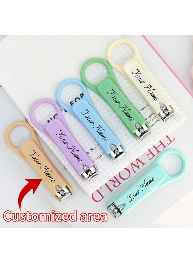 30 Packs Round Macaron Color Nail Clippers Personalized Name Foldable Design - Image 3