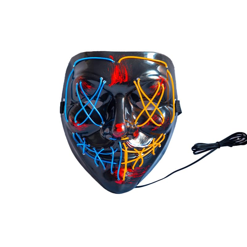 NeoGenius LED Light Up Mask for Halloween, Neon, and Bachelor Party Decoration (Yellow2 Blue1) - Image 2