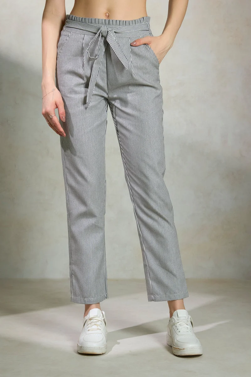 فيرجيو Cotton Paperbag Brunchwear Waist Tie Up Trouser for Women
