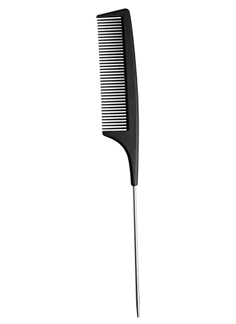 DubaiGallery - 1PC Professional 8.9 Inch Tail Comb Rattail Comb Stainless Steel Pintail Anti Static And Heat Resistant Teasing Comb Lightweight Tail Comb For All Hair Types - Image 1