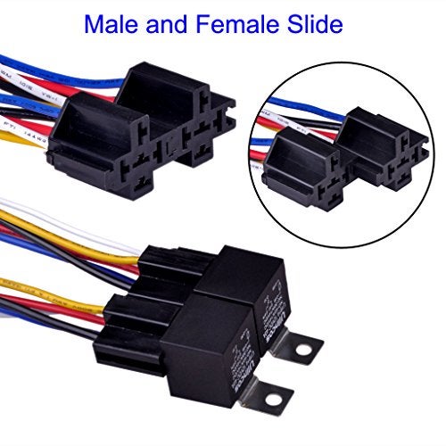 Ulincos Auto Relay U1914 with 14AWG Wire Harness, 12V DC 30/40A SPDT 5-Pin (Pack of 2) - Image 3