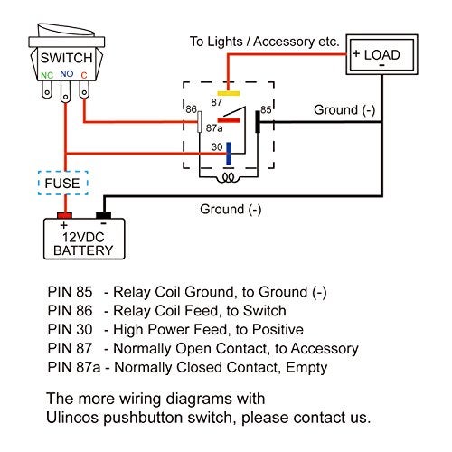 Ulincos Auto Relay U1914 with 14AWG Wire Harness, 12V DC 30/40A SPDT 5-Pin (Pack of 2) - Image 5
