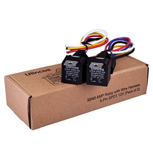 Ulincos Auto Relay U1914 with 14AWG Wire Harness, 12V DC 30/40A SPDT 5-Pin (Pack of 2) - Image 2