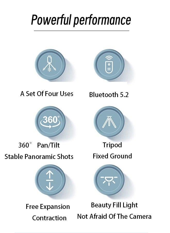 كيلا مثبت هات ، حامل ثلاثي القوائم للهاتف بدوران لانهائي بزاوية 360 درجة ، حامل ثلاثي القوائم محمول متعدد الوظائف بطول 170 سم مع حامل هاتف لاسلكي للتحكم عن بعد ومصباح LED للجمال ، مناسب لجميع الهواتف المحمولة - Image 4