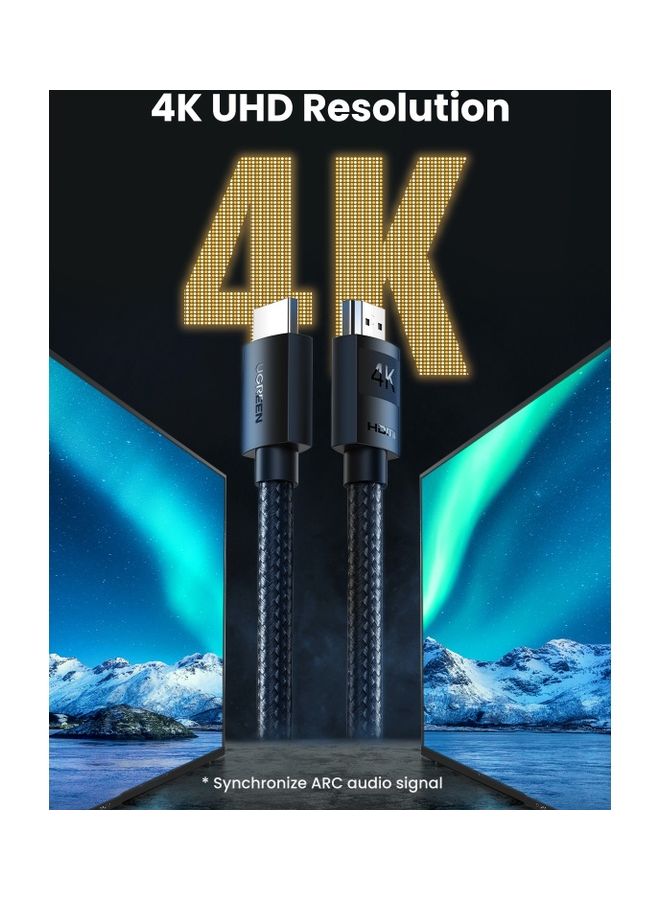 يو جرين كابل HDMI بسرعة عالية تبلغ 18 جيجابت في الثانية وتردد 60 هرتز بسلك بمنفذ HDMI 2.0 مع إيثرنت ويدعم تقنية HDR وجودة 4K ووظيفة ARC للفيديو لجهاز ماك بوك برو إصدار 2021 وبلايستيشن 5 وبلايستيشن 4 وإكس بوكس وجهاز سويتش والتليفزيون بصيغة بلو-راي والكمبيوتر واللابتوب - Image 2