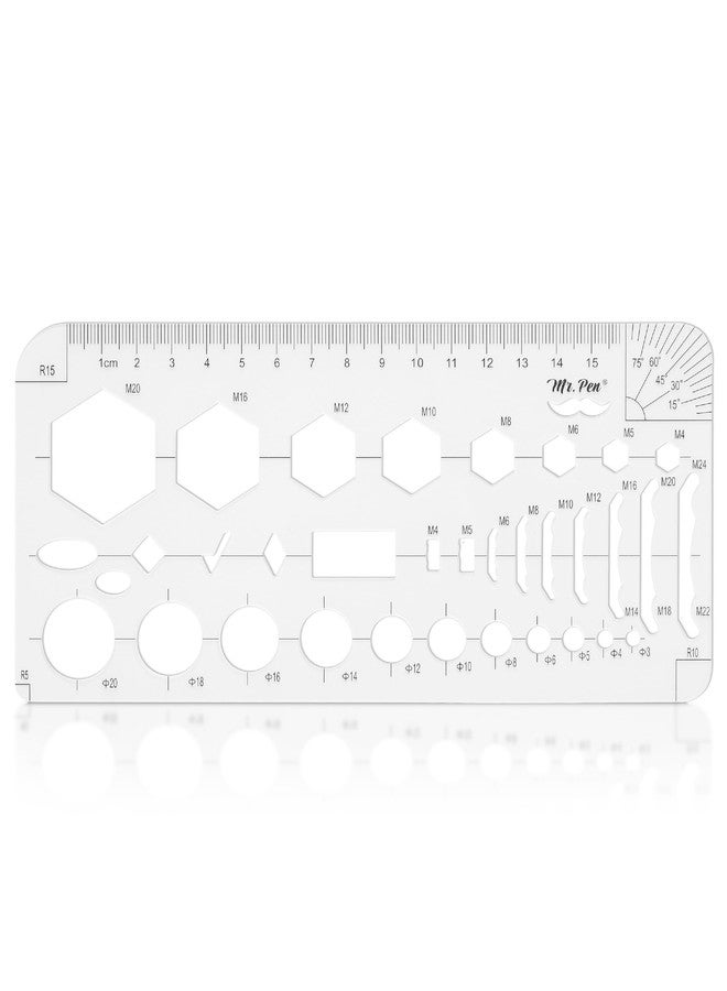Mr. Pen- Geometric Drawing Template, Hexagon & Circles, Plastic Template Plastic, Shape Stencils for Drawing - Image 1