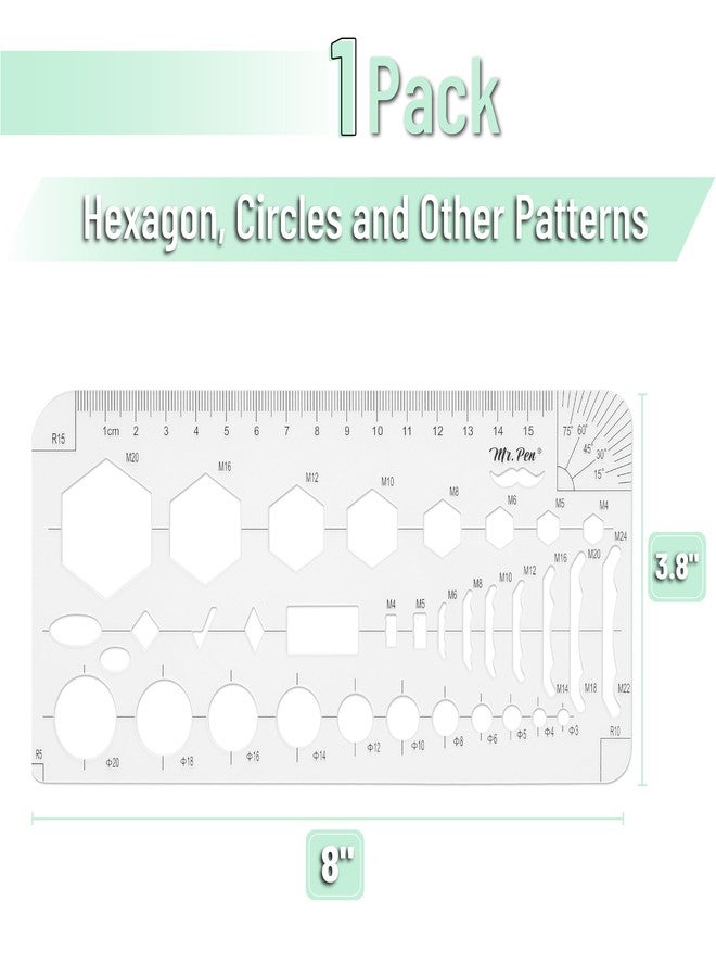 Mr. Pen- Geometric Drawing Template, Hexagon & Circles, Plastic Template Plastic, Shape Stencils for Drawing - Image 2